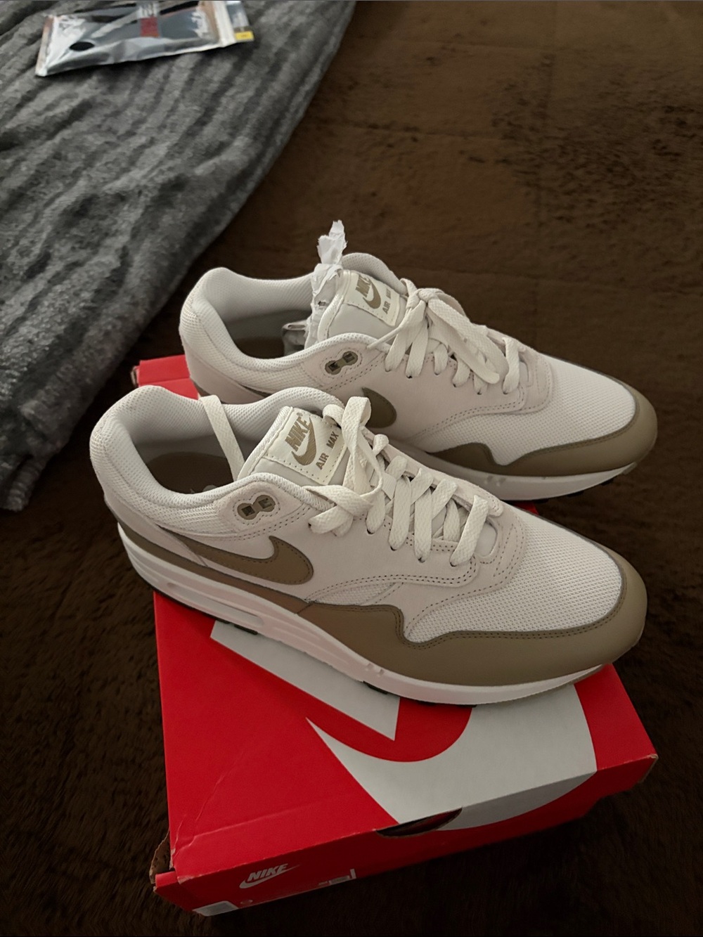 Nike White and Taupe Nike Air Max I ESS Sneakers - Picture 2 of 5